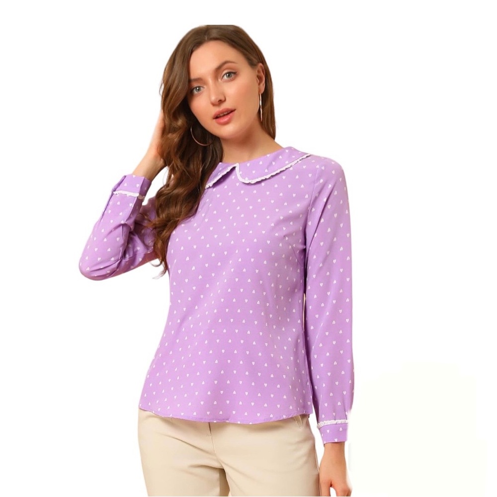Women’s Lavender Heart Blouse Size XL